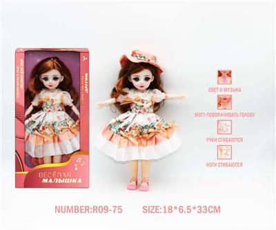12寸3D眼15关节实身俄文音乐灯光芭比娃娃 - OBL10265849