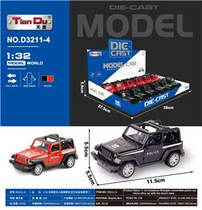 1:32仿真牧马人敞篷警车回力合金车两开门（12只） - OBL10276211