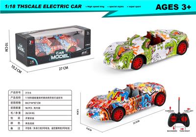 1：18四通敞篷保时捷涂鸦带前灯遥控车 - OBL10303075