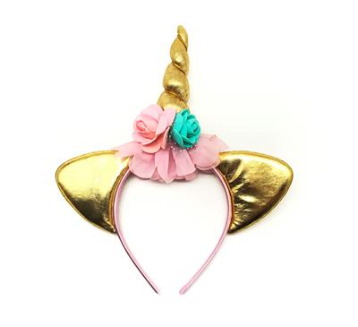 金色独角兽头饰加纱加花 - OBL10303825