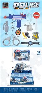 警察套（冲锋八音枪+口哨+警徽+手铐+手雷+指南针+手表+吊牌+停车牌） - OBL10308378