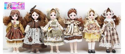 高品质3D真眼珠12寸实身12关节时尚美少女娃娃6款混装 - OBL10329015