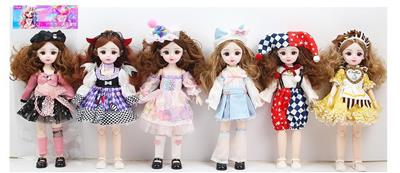 高品质3D真眼珠12寸实身12关节时尚美少女娃娃6款混装 - OBL10329016