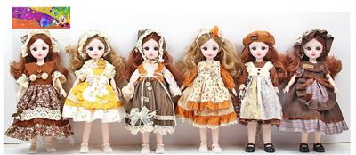 高品质3D真眼珠12寸实身12关节时尚美少女娃娃6款混装 - OBL10329017