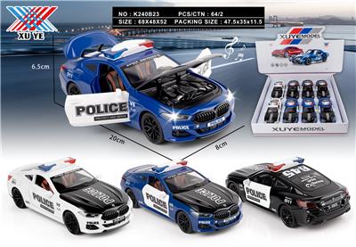 1：24 合金车 美式警车 四开门 回力灯光音乐（8只装） - OBL10332541
