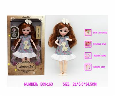 12寸3D仿真眼15关节实身音乐灯光芭比娃娃 - OBL10333529
