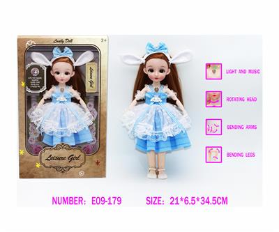 12寸3D仿真眼15关节实身音乐灯光芭比娃娃 - OBL10333545