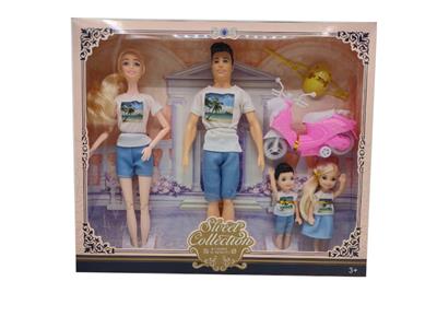 11.5寸实身11关节女士一家四口芭比带摩托 头盔活手实身男士 - OBL10334813