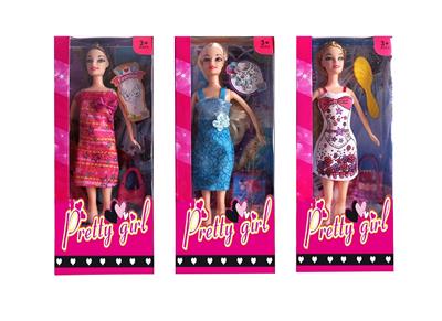 11.5寸实身活手时装短裙芭比带梳子、行李箱、手提包、项链配件 3款混装 - OBL10334848