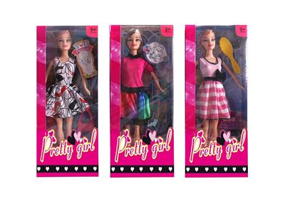 11.5寸实身活手时装短裙芭比带梳子、行李箱、手提包、项链配件 3款混装 - OBL10334851