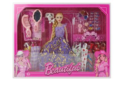 新款2025年11.5寸空身公主大裙芭比带7款吊裙梳子镜子小狗指甲片化妆盒耳钉 - OBL10334950