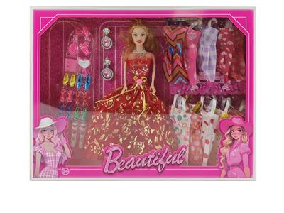 新款2025年11.5寸实身活手时尚公主裙芭比带10款吊裙鞋子梳子镜子耳环项链 - OBL10334951