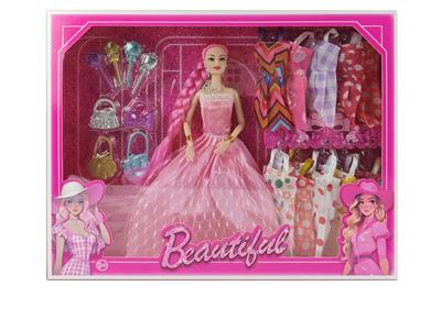 新款2025年11.5寸9关节实身公主大裙长辫芭比带手环项链耳环魔法棒包包10款吊裙 - OBL10334954