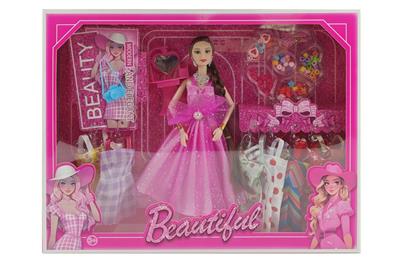 新款2025年11.5寸9关节实身时装长辫公主芭比带手环项链耳环梳妆台照相机串珠盒7款吊裙 - OBL10334956