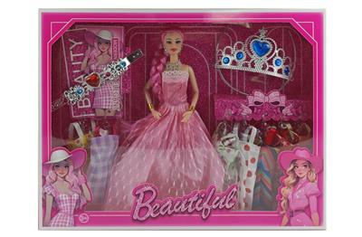 新款2025年11.5寸9关节实身公主大裙长辫芭比带手环项链耳环皇冠腰带7款吊裙 - OBL10334957