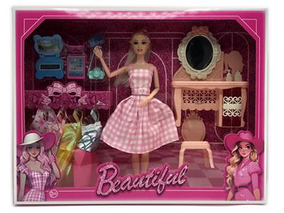 新款2025年11.5寸9关节实身时尚大裙芭比带电脑平板手机眼镜照相机梳妆台椅子4款吊裙 - OBL10334963