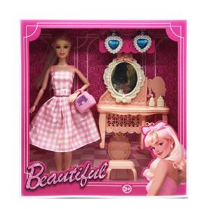 新款2025年11.5寸9关节实身吊带短裙公主芭比带手提包耳环梳妆台椅子 - OBL10334966