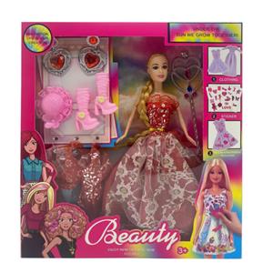 新款2025年11.5寸实身公主大裙长辫公主芭比带帽子鞋子耳环魔法棒3款吊裙 - OBL10334967