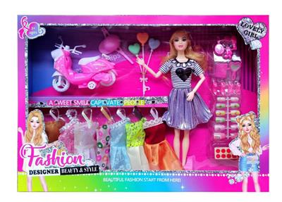 新款2025年11.5寸9关节实身时尚短装芭比带摩托车头盔爱心气球梳子镜子鞋子7款吊裙指甲盖 - OBL10334973