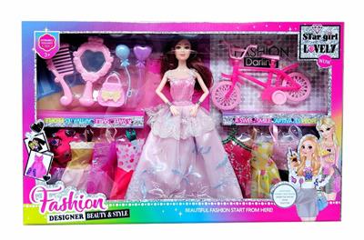 新款2025年11.5寸9关节实身公主大裙公主芭比带手环梳子镜子包包气球自行车8款吊裙 - OBL10334975