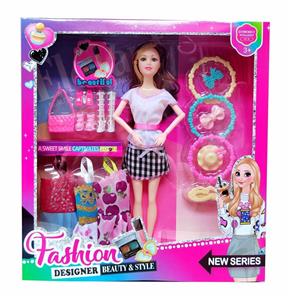 新款2025年11.5寸9关节实身时尚短装芭比带包包鞋子大项链帽子蝴蝶饰品3款吊裙 - OBL10334977