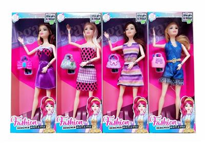 新款2025年11.5寸9关节实身时尚短装芭比带包包4款随机混装 - OBL10334980