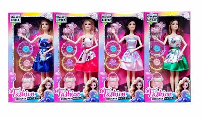 新款2025年11.5寸9关节实身时尚短裙芭比带包包大项链头饰四款随机混装 - OBL10334983