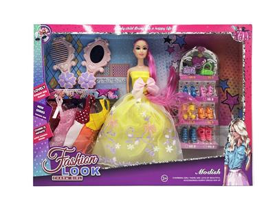 新款2025年11.5寸实身婚纱大裙长发公主芭比带镜子梳子鞋子包包4款吊裙 - OBL10335001