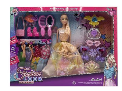 新款2025年11.5寸实身婚纱大裙长发芭比带包包鞋子镜子梳子项链耳环眼镜4款吊裙等 - OBL10335002