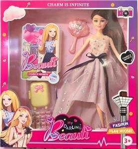 新款2025年11.5寸实身时尚短裙公主芭比带镜子旅行箱鞋子 - OBL10335007