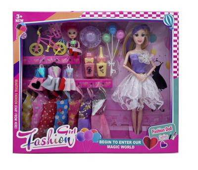 新款2025年11.5寸9关节实身时尚短裙公主芭比带气球帽子花瓶自行车3.5寸小女孩10款吊裙 - OBL10335017