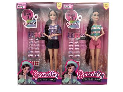 新款2025年11.5寸9关节实身潮流短裙长辫芭比带指甲盖鞋子两款随机混装 - OBL10335026