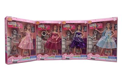 新款2025年11.5寸9关节实身婚纱短裙长辫公主芭比带直播设备四款随机混装 - OBL10335029