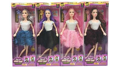 新款2025年11.5寸11关节实身时尚短裙芭比带梳子四款随机混装 - OBL10335036