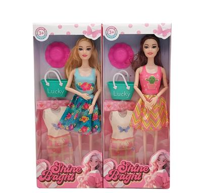 新款2025年11.5寸9关节实身时尚短装芭比带帽子手提篮1套吊裙两款随机混装 - OBL10335038