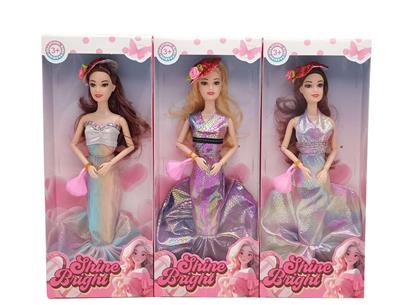 新款2025年11.5寸9关节实身晚礼服公主芭比带帽子钻石三款随机混装 - OBL10335039