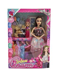 新款2025年11.5寸9关节实身时尚长裙芭比带3.5寸小女孩小狗气球4款吊裙 - OBL10335056