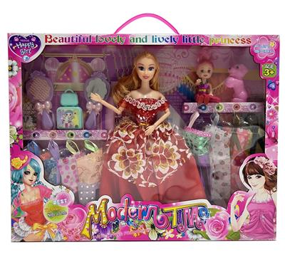 新款2025年11.5寸9关节实身公主大裙公主芭比带镜子梳子包包3.5寸小女孩小狗8款吊裙 - OBL10335061