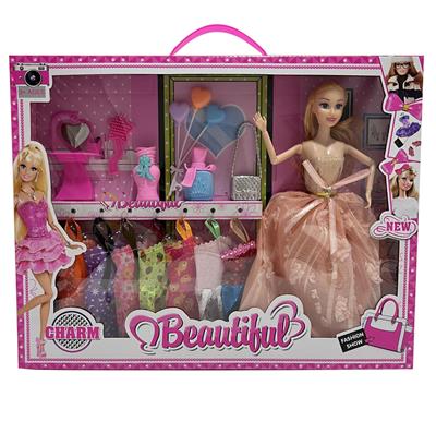 新款2025年11.5寸9关节实身公主大裙公主芭比带洗手台梳子花瓶气球包包7款吊裙 - OBL10335062