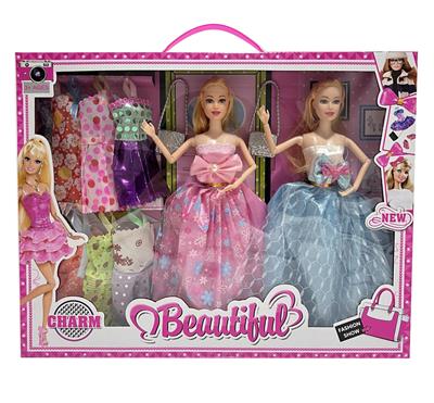 新款2025年11.5寸9关节实身婚纱大裙双人公主芭比带包包6款吊裙 - OBL10335063