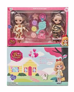 6寸3D眼瞳12关节实身时尚娃娃2款混装 搭配花夹帽夹套装 - OBL10335722