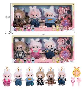 7寸全身搪胶POPMART泡泡玛特LABUBU拉布布娃娃带配件（3只装） - OBL10336114