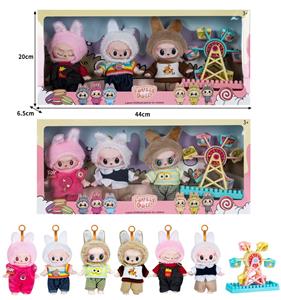 7寸全身搪胶POPMART泡泡玛特LABUBU拉布布娃娃带配件（3只装） - OBL10336125