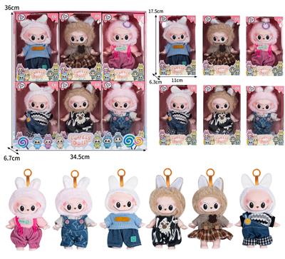 7寸全身搪胶POPMART泡泡玛特LABUBU拉布布娃娃（6只装） - OBL10336150