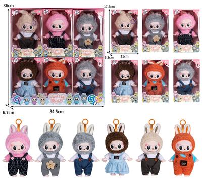 7寸全身搪胶POPMART泡泡玛特LABUBU拉布布娃娃（6只装） - OBL10336152