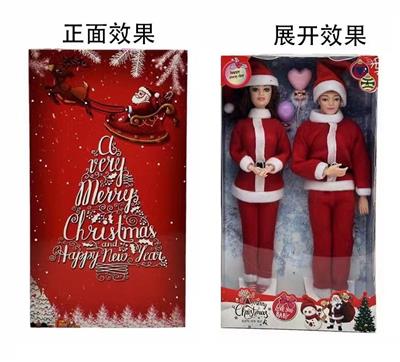 11.5寸实身9关节圣诞套装芭比和11.5寸12关节实身男人2只一盒带气球配件 - OBL10346655