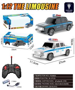 1:12拉达警车四通遥控车带前灯光包电黑/白混装 - OBL10348458