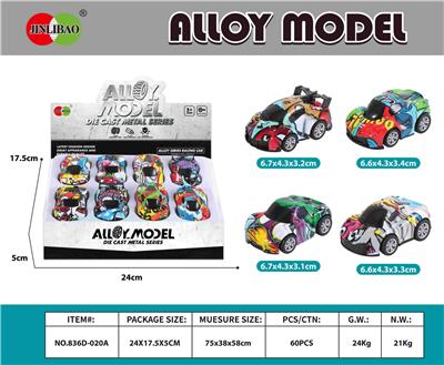 8PCS/平展示盒
合金Q版回力涂鸦跑车 - OBL10351592