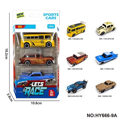 6款1:64合金车3只装 - OBL10352545