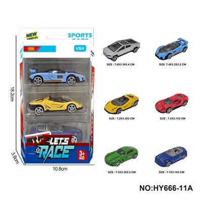 6款1:64合金车3只装 - OBL10352553